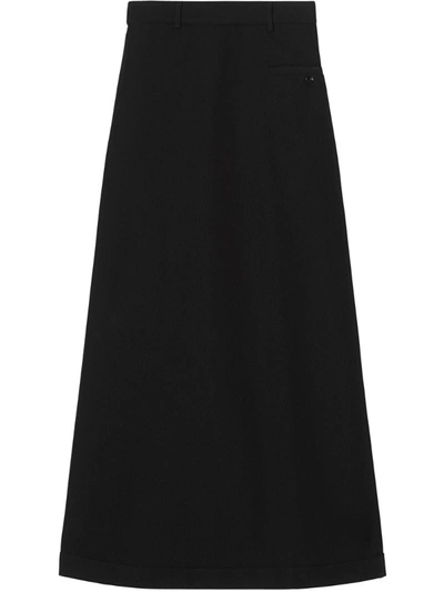Burberry Ursula Skirt Panel Wool Wide Leg Trousers In Black