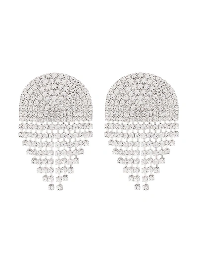 Alessandra Rich Silver Tone Half Circle Cascade Crystal Earrings In Metallic