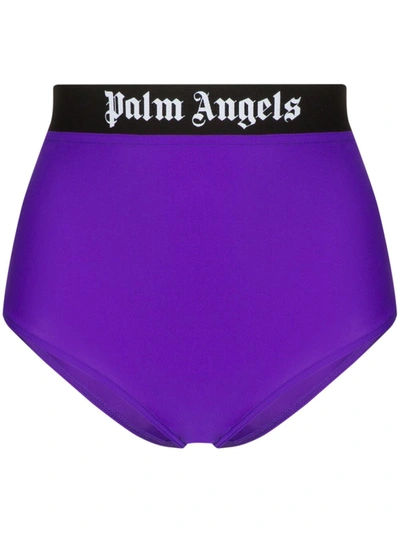 Palm Angels Logo-print Bikini Bottoms In Purple