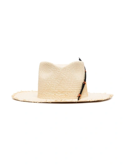 Nick Fouquet Neutral Black Bird Straw Hat In Neutrals