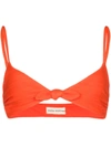 Mara Hoffman Carla Bow-detailed Floral-print Triangle Bikini Top In Orange