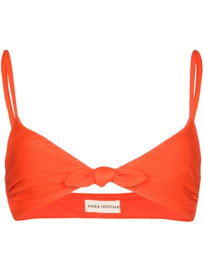 Mara Hoffman Carla Bow-detailed Floral-print Triangle Bikini Top In Red Multi
