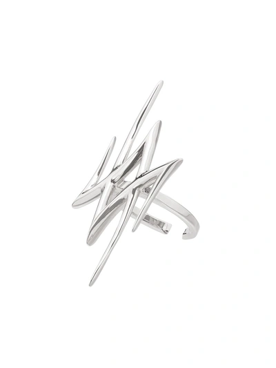 Sankuanz Platinum Spike Logo Ring In Silver