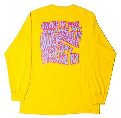 Pre-owned Awake Wave Logo L/s Tee Yellow