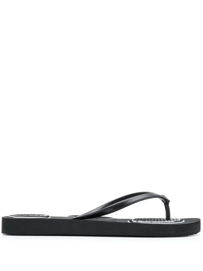 Off-white Arrow Plaque Flip Flops In Black