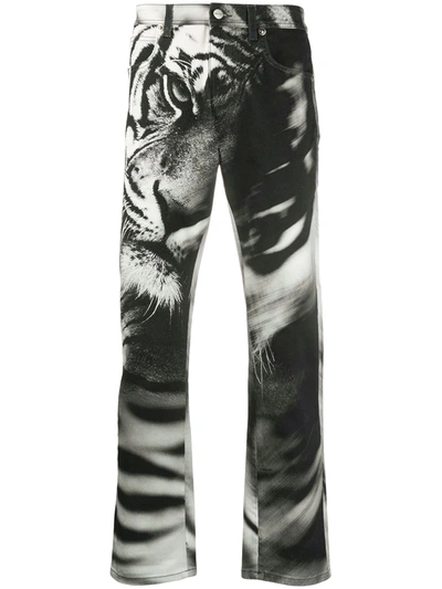 Roberto Cavalli Heritage Tiger Printed Jeans In Grey