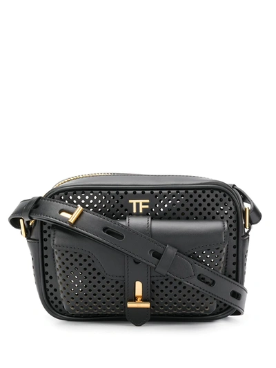 Tom Ford Perforated T Twist Camera Bag In Black