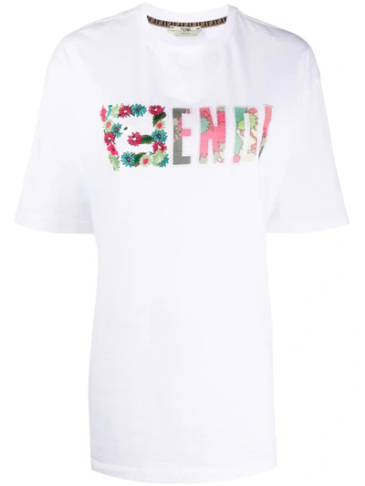 Fendi Embroidered Ff Motif T-shirt In White