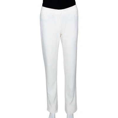 Pre-owned Alexander Mcqueen Cream Crepe Straight Leg Trousers M