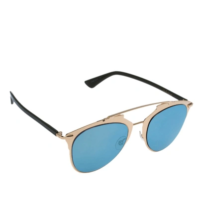 Pre-owned Dior Christian  Gold/blue  Reflected Xx38j Aviator Sunglasses