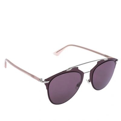 Pre-owned Dior Christian  Silver/burgundy  Reflected 1rqp7 Aviator Sunglasses