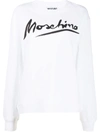 Moschino Logo Script Sweatshirt In White