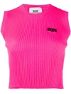 Gcds Logo-patch Ribbed Tank Top In Fuchsia