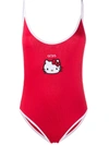 Gcds Kitty Ribbed Beach Swimsuit In Red