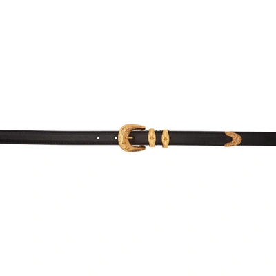 Versace Black Leather Baroque Belt In K41ot Black