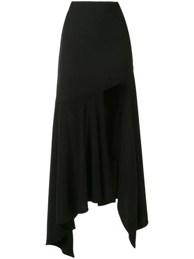 Mugler Asymmetric Wool Skirt In Black