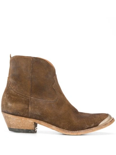 Golden Goose Crosby Western Ankle Boots In Brown