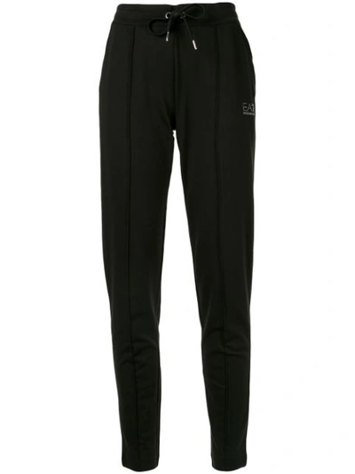 Ea7 Ventus 7 High-rise Tapered Track Trousers In Black