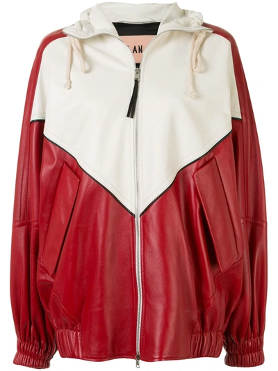 Plan C Colour-block Bomber Jacket In Red