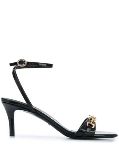 Gucci Horsebit Chain Sandals In Black