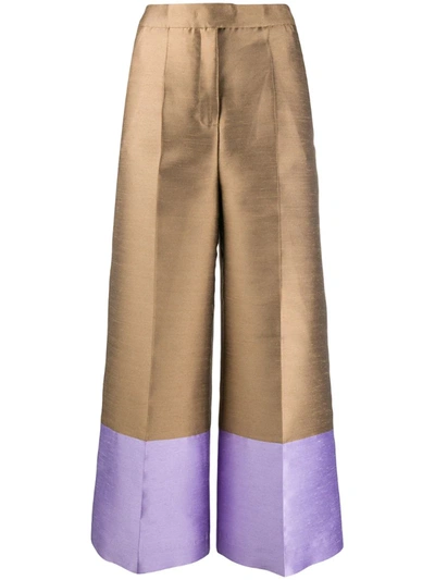 Pt01 Cropped Wide-leg Trousers In Marrone