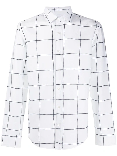 Hugo Boss Long Sleeve Checked Print Shirt In White
