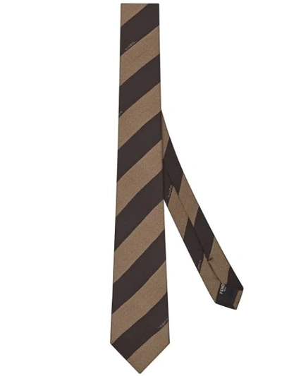 Fendi Pequin Stripe Silk Tie In Multicolour