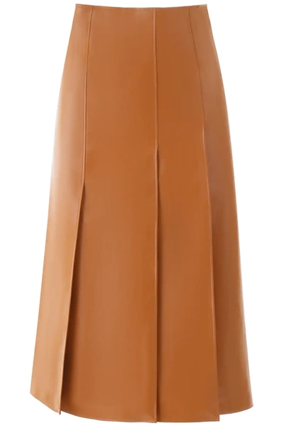 A.w.a.k.e. Faux Leather Panel Skirt In Orange,brown