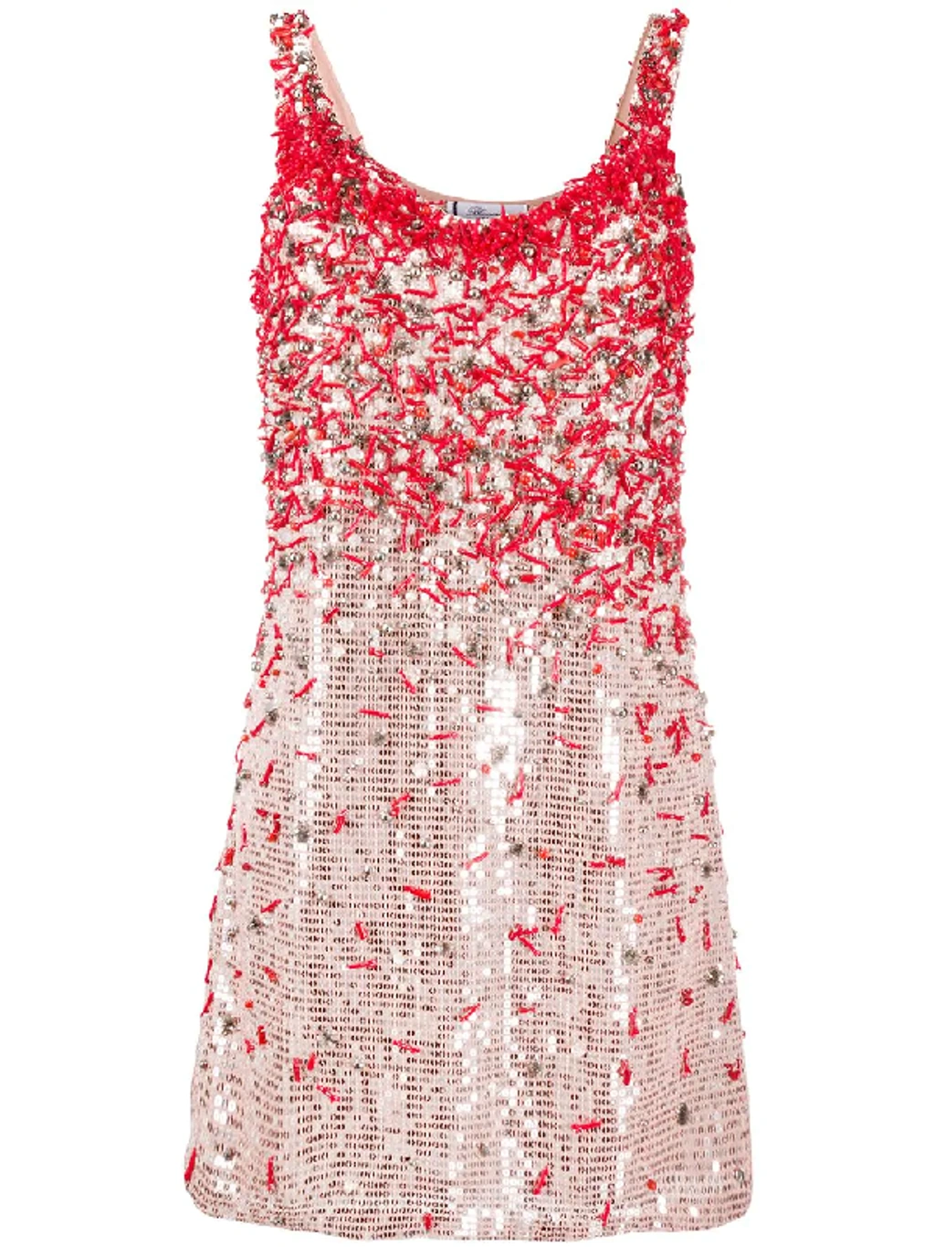Blumarine Dress With Sequins And Corals In Gold | ModeSens