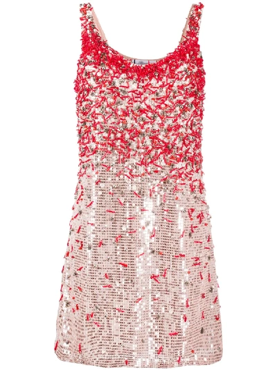 Blumarine Dress With Sequins And Corals In Gold