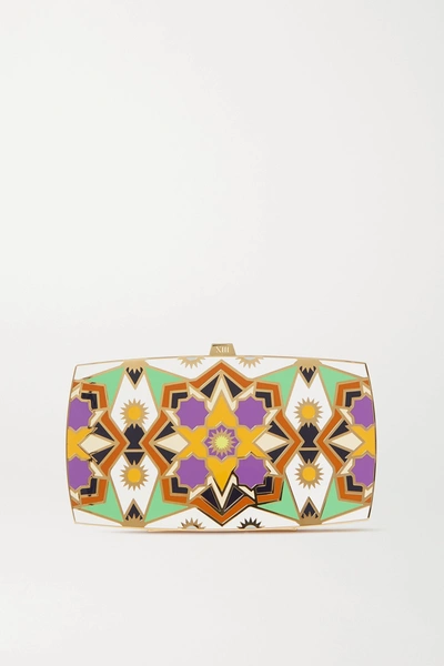 13bc Kaleidoscope Gold-tone And Enamel Clutch In White