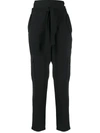 D-exterior Belted Slim-fit Trousers In Black