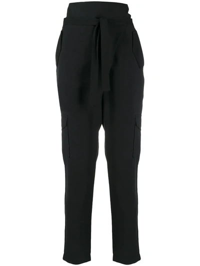 D-exterior Belted Slim-fit Trousers In Black