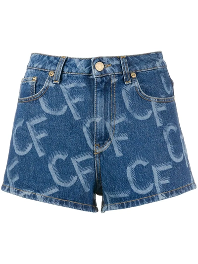 Chiara Ferragni Denim Logo Print Shorts In Blue