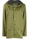 Rains Drawstring Hooded Raincoat In Green