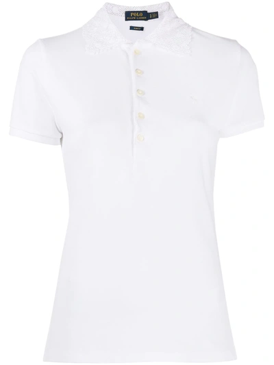 Polo Ralph Lauren Ladies Classic White Fit Beaded Polo Logo Shirt