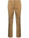 Pt01 Cropped Slim-fit Trousers In Brown