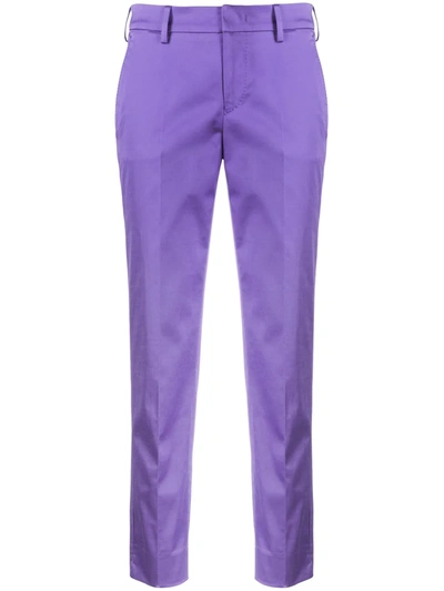 Pt01 Cropped Slim-fit Trousers In Purple