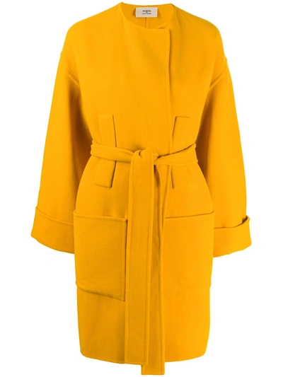 Ports 1961 Double-breasted Fitted Coat In Ocher