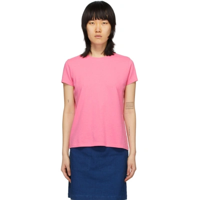 Apc Crew Neck Linen T-shirt In Fac Pink