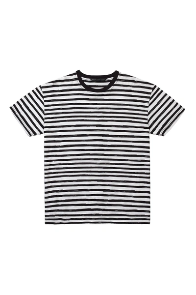 Marc Jacobs Sketch Striped Cotton Tee In Black Multi