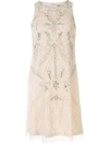 Aidan Mattox Sequin Embroidered Mini Dress In Champagne