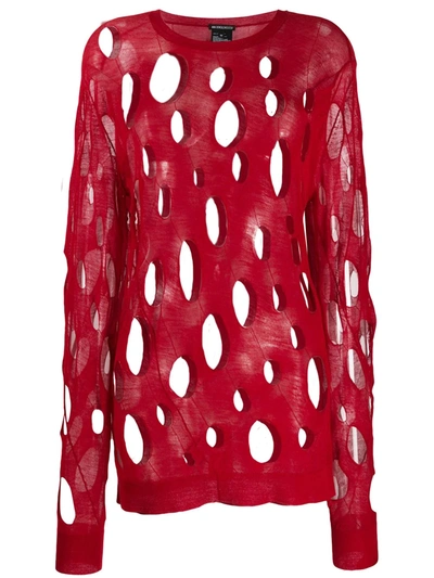 Ann Demeulemeester Distressed Jumper In Red