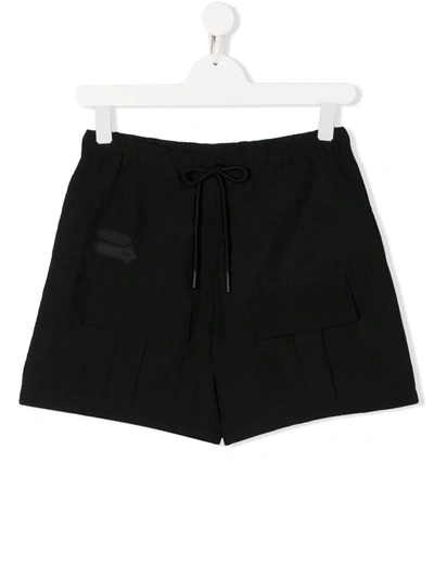 Cinzia Araia Teen Logo Patch Drawstring Shorts In Black