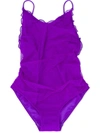 Mc2 Saint Barth Teen Embroidered Swimsuit In Purple