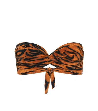Norma Kamali Johnny D Tiger-print Bandeau Bikini Top In Orange