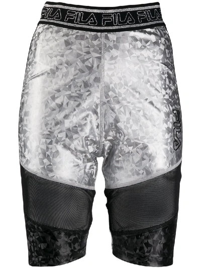 Fila Geometric Print Bike Shorts In Black