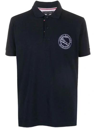 Tommy Hilfiger Logo Crest Polo Shirt In Blue