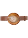 Gabriela Hearst Agate Crystal-buckle Leather Belt In Brown