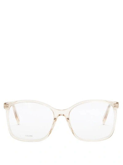 Celine Oversized Square Acetate Glasses In Clear Tinted